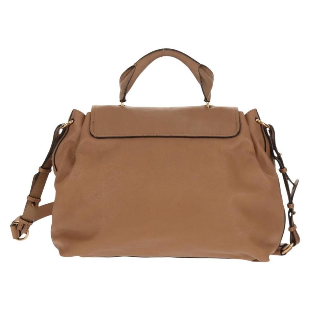 Chloe Elsie Hand Bag Leather 2way Beige Gold Auth BA8869 - Picture 2 of 16
